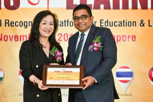 AIS Principal Harshana Perera honored at Icons of Learning Summit, Singapore