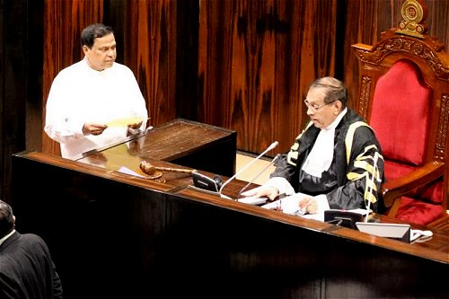 Piyasena Gamage sworn in as a MP to fill the seat vacated by Geetha Kumarasinghe