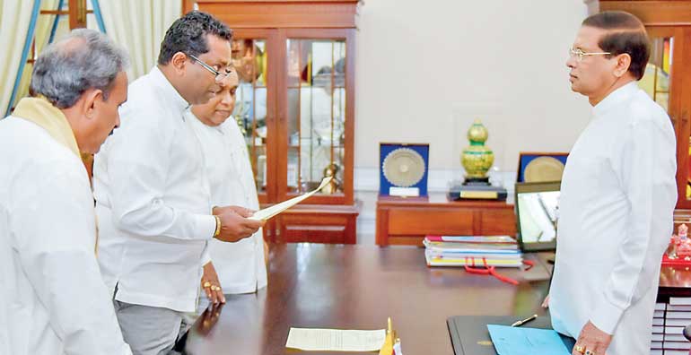 Manoj Sirisena sworn in as Southern Provincial Council Minister