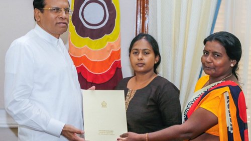 Sri Lankan President intervenes to provide employment to late Vidya Sivaloganathan’s sister