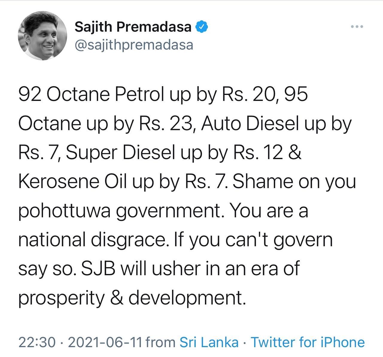 Opposition leader comments on government’s decision to increase fuel prices